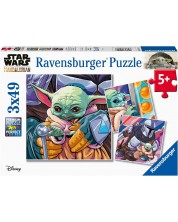 Детски пъзел Ravensburger 3 x 49 части - Мандалорецът: Моменти на Грогу -1