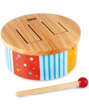 Детски музикален инструмент Bigjigs - Дървено барабанче -1