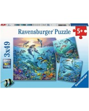 Детски пъзел Ravensburger 3 x 49 части - Живот в океана