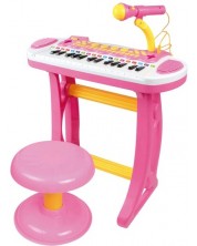 Детско пиано със стол и микрофон Baoli Melody. 31 клавиша. розово