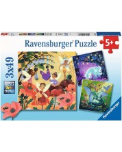 Детски пъзел Ravensburger 3 x 49 части - Вълшебни герои