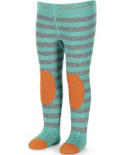 Детски чорапогащник за пълзене Sterntaler - 68 cm, 4-5 месеца, тюркоаз-сив -1