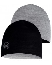 Детска шапка BUFF - Lightweight Merino Reversible hat, сива/черна -1