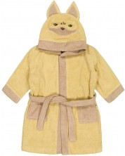 Детски халат от органичен памук Bio Baby - С лисиче, 74 cm, 6-9 м, жълт