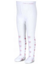 Детски памучен чорапогащник Sterntaler - С розови сърца, за момичета, 68 cm, 4-6 месеца -1