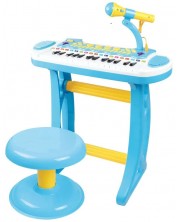 Детско пиано със стол и микрофон Baoli Melody. 31 клавиша.синьо