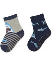 Детски чорапи със силиконова подметка Sterntaler - С акули, 19/20 размер, 12-18 месеца, 2 чифта