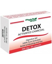 Detox Activated Charcoal, 260 mg, 20 капсули, Phyto Wave