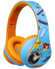 Детски слушалки PowerLocus - P2 Kids Angry Birds, безжични, сини/оранжеви -1