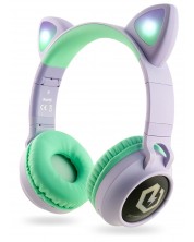 Детски слушалки PowerLocus - Buddy Ears, безжични, лилави -1