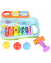 Детска играчка Hola Toys - Ксилофон с топчета и чукче -1