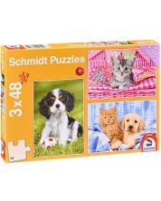 Детски пъзел Schmidt от 3 x 48 части - Моите най-сладки животинчета