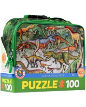Детски пъзел Eurographics от 100 части - Кутия за обяд "Динозаври"