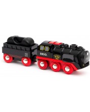 Детска играчка Brio - Парен локомотив с вагон -1