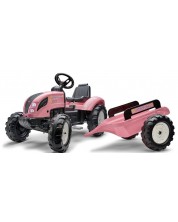 Детски трактор Falk - Country star, с ремарке и педали, розов -1