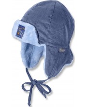 Детска зимна шапка ушанка Sterntaler - 49 cm, 12-18 месеца, синя