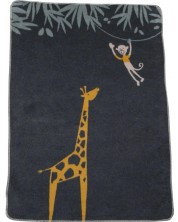 Детско одеяло David Fussenegger - Maja, 75 х 100 cm,  Жираф и маймунка, сиво