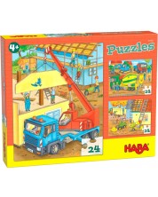 Детски пъзел Haba - Строителна площадка, 3 броя