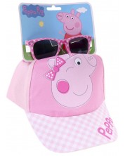 Детски комплект Cerda - Шапка и слънчеви очила, Peppa Pig