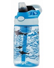 Детска бутилка Contigo Cleanable - Sharks, 420 ml, синя -1
