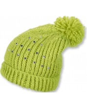 Детска плетена шапка Sterntaler - С мъниста, 55 cm, 4-7 години, светлозелена -1