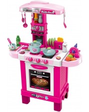 Детска кухня Raya Toys - Със светлини и звуци, розова -1