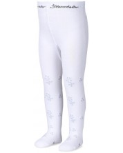 Детски чорапогащник Sterntaler - На сребърни цветенца, 74 cm, 6-9 месеца, бял -1