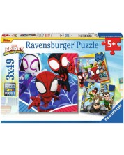 Детски пъзел Ravensburger 3 x 49 части - Спайди и неговите невероятни приятели