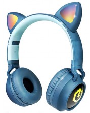 Детски слушалки PowerLocus - Buddy Ears, безжични, сини