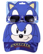 Детски комплект Cerda - Шапка и слънчеви очила, Sonic -1
