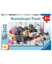 Детски пъзел Ravensburger от 2 x 12 части - Малки кученца