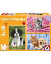 Детски пъзел Schmidt от 3 x 48 части - Моите най-сладки животинчета -1