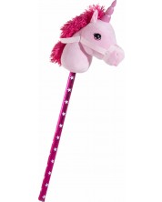 Детска играчка Heunec - Еднорог на пръчка, розов, 85 cm -1