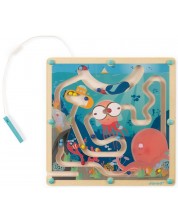 Детска дървена игра Janod - Магнитен лабиринт, океан -1