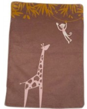 Детско одеяло David Fussenegger - Maja, 75 х 100 cm, Жираф и маймунка, кафяво