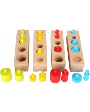 Детска дървена игра Small Foot - Цветни цилиндри