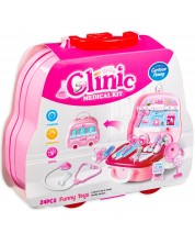 Комплект Kid's Zone - Little Clinic, Чичо Доктор в куфарче, розово, 24 части -1