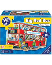Детски пъзел Orchard Toys - Големият червен автобус, 15 части