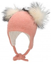 Детска шапка с помпони Sterntaler - Розова, размер 55, 4-6 г
