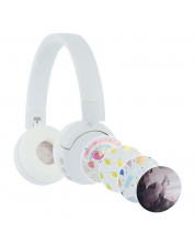 Детски слушалки BuddyPhones - POP Fun, безжични, бели -1