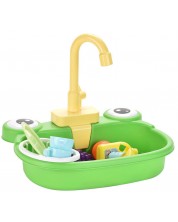 Детска кухненска мивка Ntoys - С течаща вода и аксесоари, Жаба, асортимент