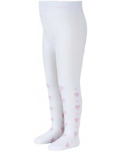 Детски чорапогащник на сърца Sterntaler - 86 cm, 18-24 месеца, бяло-розов -1