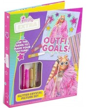 Детски комплект Barbie - Направи си картина с брокат и кристали