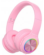 Детски слушалки PowerLocus - PLED, безжични, розови -1
