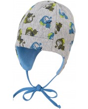 Детска шапка Sterntaler - С дракони, 43 cm, 5-6 месеца, светлосива -1