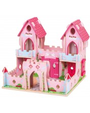 Детска дървена играчка Bigjigs - Замъкът на приказките, розов -1