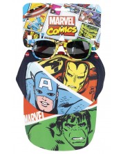 Детски комплект Cerda - Шапка и слънчеви очила, Avengers -1