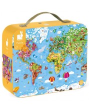 Детски пъзел в куфар Janod - Карта на света, 300 части