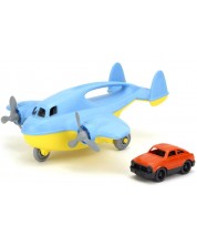 Детска играчка Green Toys - Карго самолет, с количка, син -1