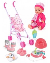 Детска кукла Sonne - с аксесоари и количка за кукли -1